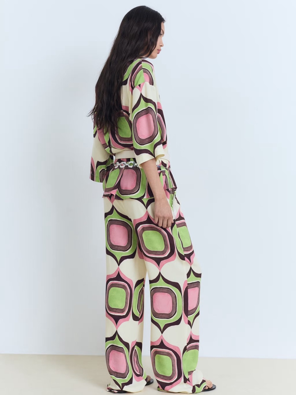Mango Geometric print Co-ord set blouse + pants NWT - Picture 2 of 8